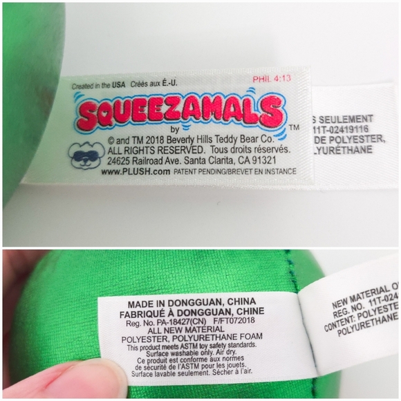 Squeezamals Rare 2018 Metallic Green Fred Frog Ball Stuffed Animal Plush Toy - Picture 7 of 7